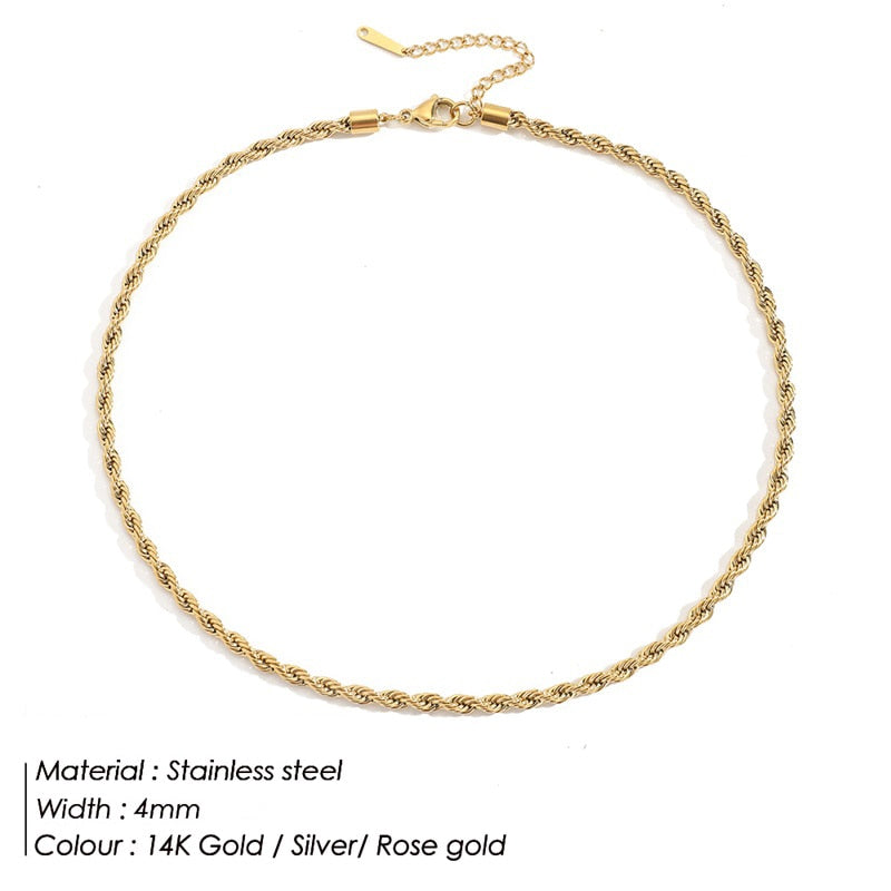 Gold Rope Chain Necklace Chocker