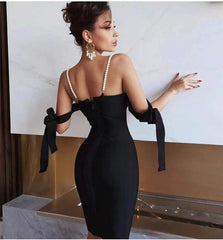 Black Diamonds Women Bandage Dress Off Shoulder Strapless Strap Bodycon