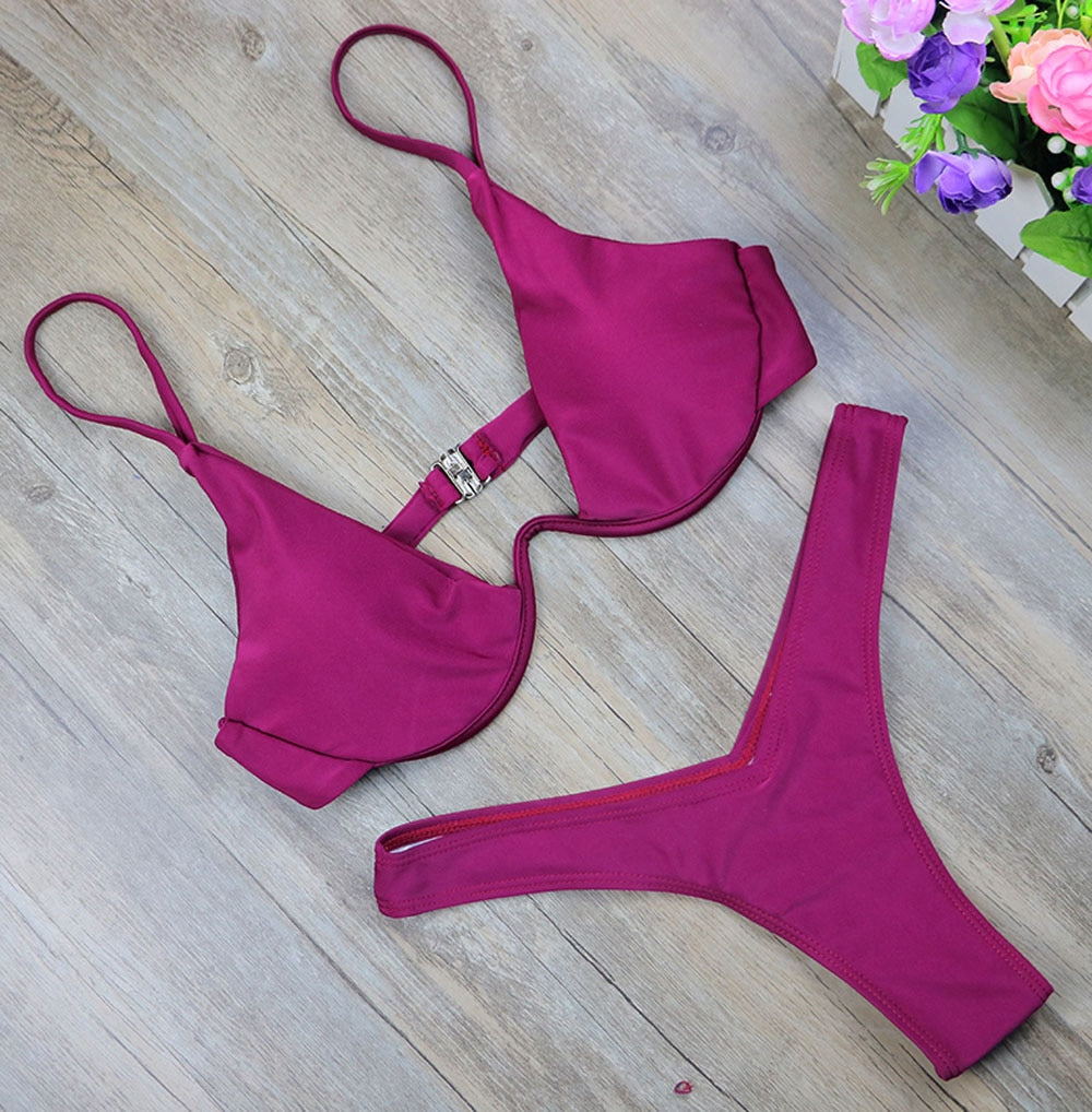 Sexy Marble Long Sleeve Bikini Female Swimsuit Women Swimwear Plus Size Bikini set Halter Bather Bathing Suit Swim