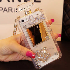Diamond Crystal Cute Pearl Perfume Bottle Shaped Chain Handbag Case Cover for iPhone
