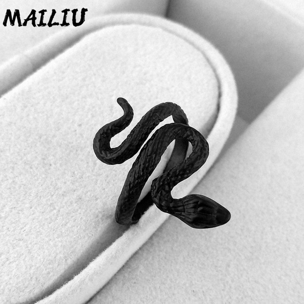 Rattlesnake Ring Vintage Silver Plated Snake Ring Motorcycle Party Punk Domineering Ring Women Men Ring Cool Hip Hop Jewelry