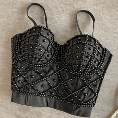Full Beading  Female Corset Top Camis Tops Nightclub Sexy Short Chest Binder Camisole Women Mujer Push Up Tube Bra Debardeur