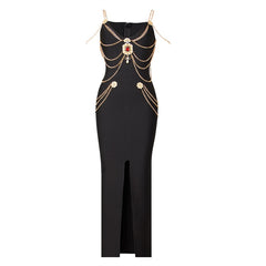 Chained romance Maxi Long Bandage Dress Bodycon