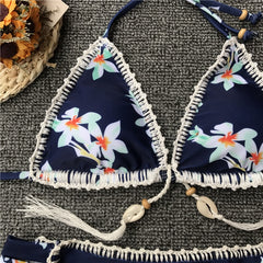 High Waist Thong Bikini for Women Hand Crochet