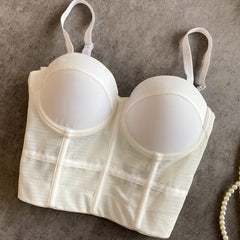 Full Beading  Female Corset Top Camis Tops Nightclub Sexy Short Chest Binder Camisole Women Mujer Push Up Tube Bra Debardeur
