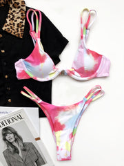 Tie dye Bikini set V-Bar Thong