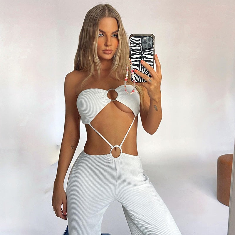 Backless Elegant Strapless Jumpsuits