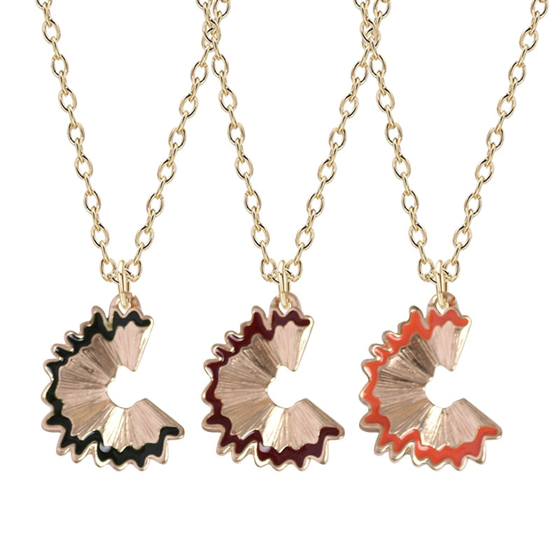 DIY New Creative Pencil Fragment Pendant Fashion Lady Necklace Black Red Pencil Shavings Alloy Pendant Girl Jewelry Gift Hot Main image