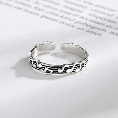 Alloy Retro Five-line Sheet Music Simple Note Opening Adjustable Ring