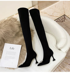 Star style Crystal Stretch Women Thigh high Elastic Slim Over the knee Boots