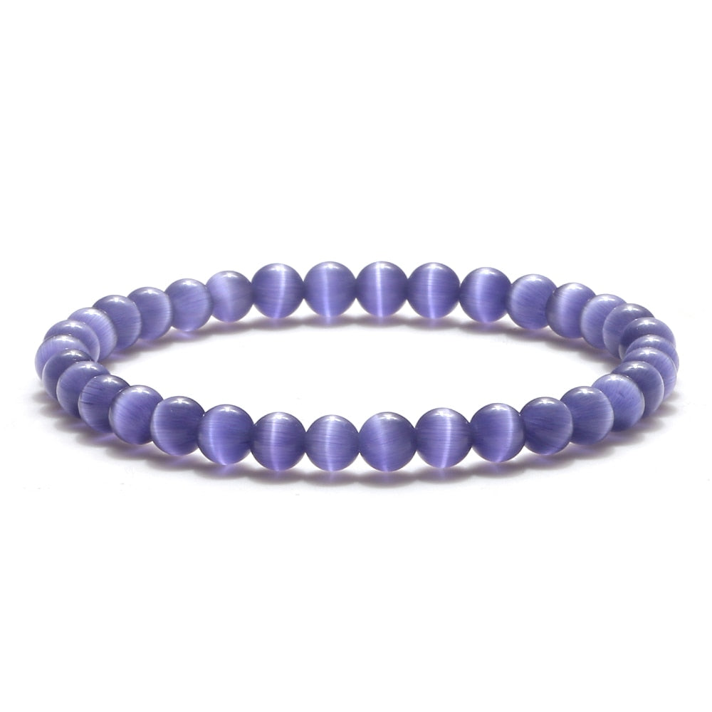 Natural Opal Beads Bracelets Smooth Cat Eye Quartz Chakra