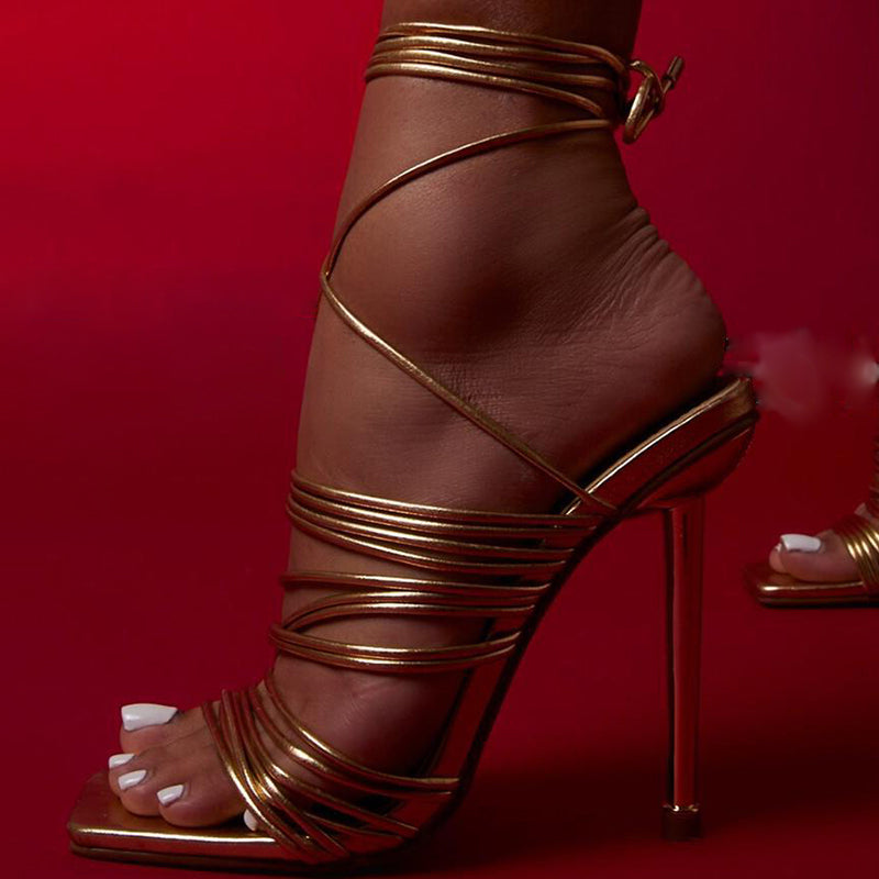 GLADIATOR High Heels Summer Shoes For Women Cross-Tied Sandals