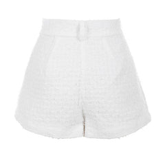 2022 New Summer Women 2 Piece Set  Puff Sleeve Short Crop Top High Waist Wide Shorts Tracksuit Sexy White Conjunto Two Piece Set