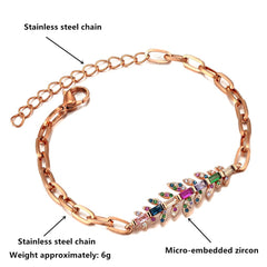 Luxury Classic Maple Leaf Zircon Bracelets Stainless Steel