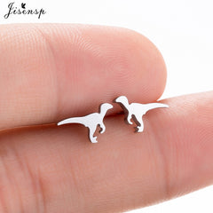 Jisensp Punk Dragon Stainless Steel Earring Trendy Small Dinosaur Stud Earrings Fashion Jewelry for Women Men Christmas Gift