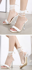 Weave Sandals Women Transparent Strange High Heels Open Toe Shoes