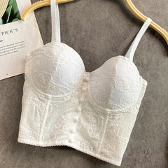 Full Beading  Female Corset Top Camis Tops Nightclub Sexy Short Chest Binder Camisole Women Mujer Push Up Tube Bra Debardeur