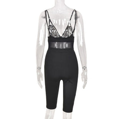 ANJAMANOR See Through Lace Mesh Bodycon Jumpsuits for Women 2021 Sexy Lingerie Black Rompers Playsuits Clubwear Outfits D82-CZ19
