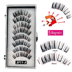 2 Pairs 3D Natural Magnetic Eyelashes ,With 5 Magnetic Lashes Handmade Reusable Magnetic False Eyelashes