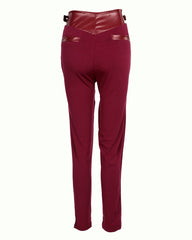 Spring Women Eyelet Buckled Zipper Design Pants 2022 Femme High Waist Belt Patchwork Skinny Trousers Cool Lady Clothing traf