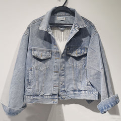 Rockin riley Denim Jacket Female Light Blue Diamond Tassel