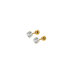WANTME 925 Sterling Silver Luxury Round Zircon Simple Bead Stud Earrings for Women Fashion Body Piercing Jewelry Accessories