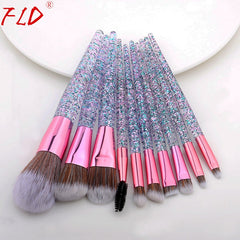 10 Pieces Glitter Makeup Brushes Set Crystal Handle Powder Brush Foundation Eyebrow Face Mascara Blush Eyeliner Kits