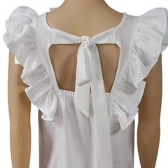 Summer Women Blouse Elegant Solid Blouse Vintage Ruffled Sexy Backless Tops Ladies Casual O Neck Sleeveless Office Blouses