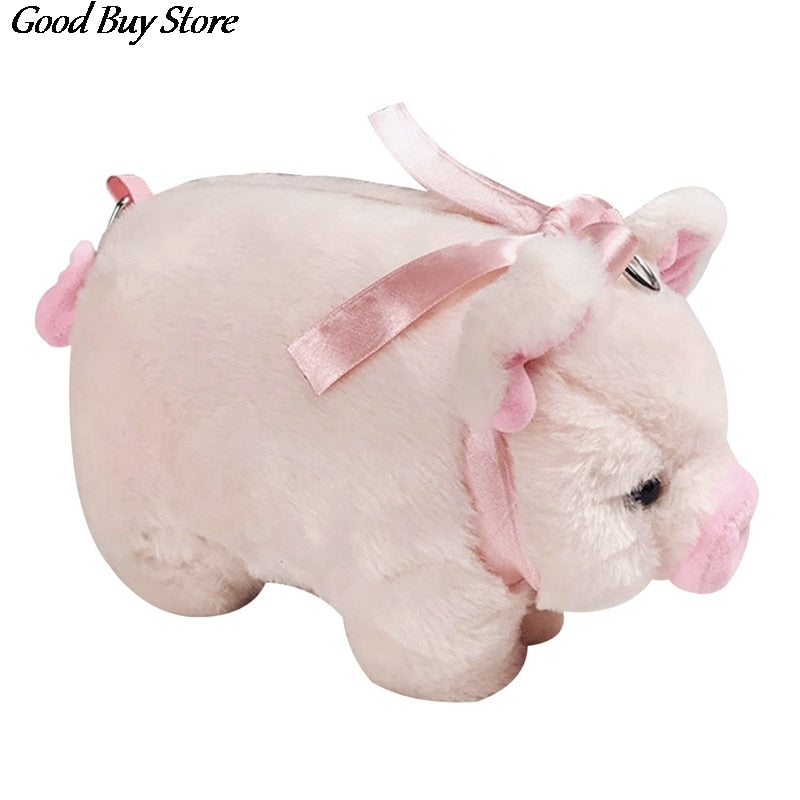 Cute Pig Shoulder Bag Plush Stuffed Animal Crossbody Bags Women Fashion Winter Soft Purse Cartoon Handbags Phone Money Storage