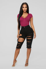 Trendy black ripped high waist jeans for women Fashion Skinny stretch summer denim jeans casual clothes S-2XL