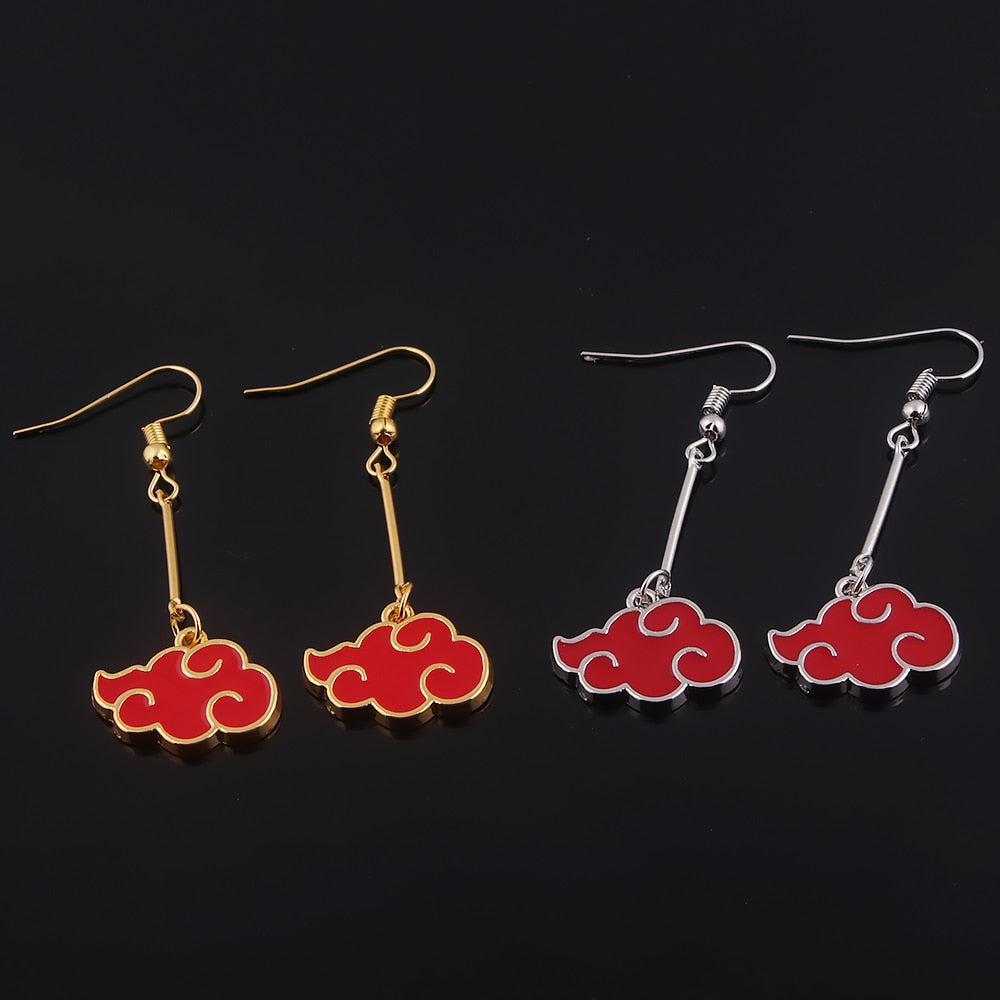 Anime Akatsuki Itachi Red Cloud Drop Earrings Cosplay Earrings for Women Men Souvenir Jewelry Accessories