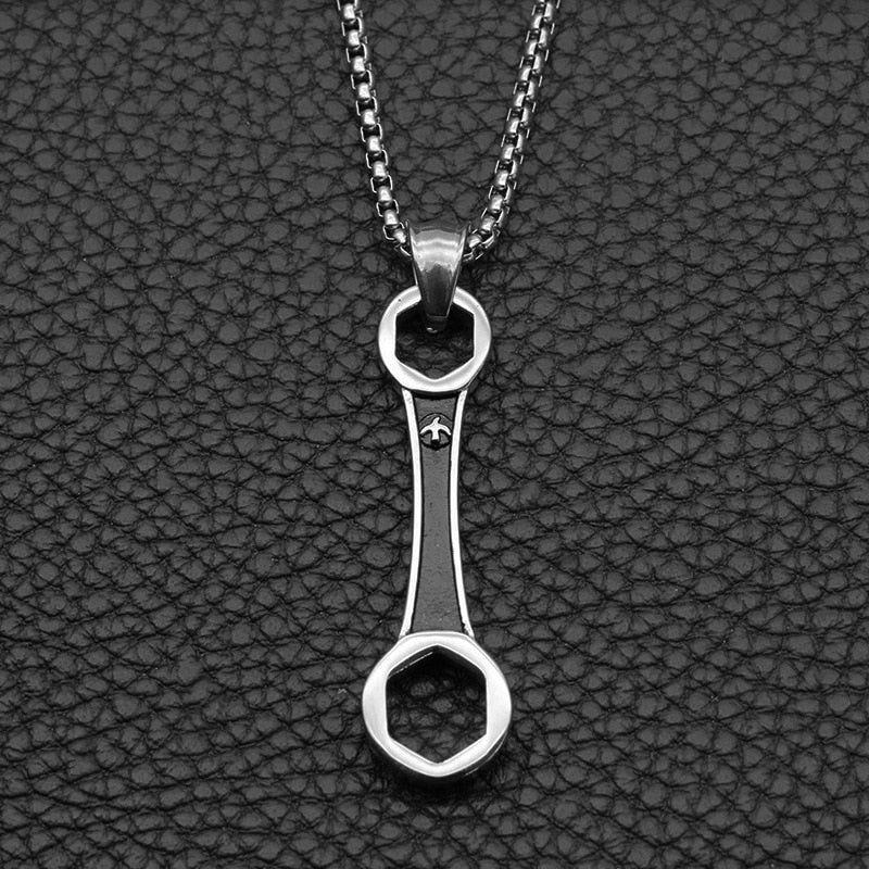 Stainless Steel Wrench Spanner Pendants Necklace