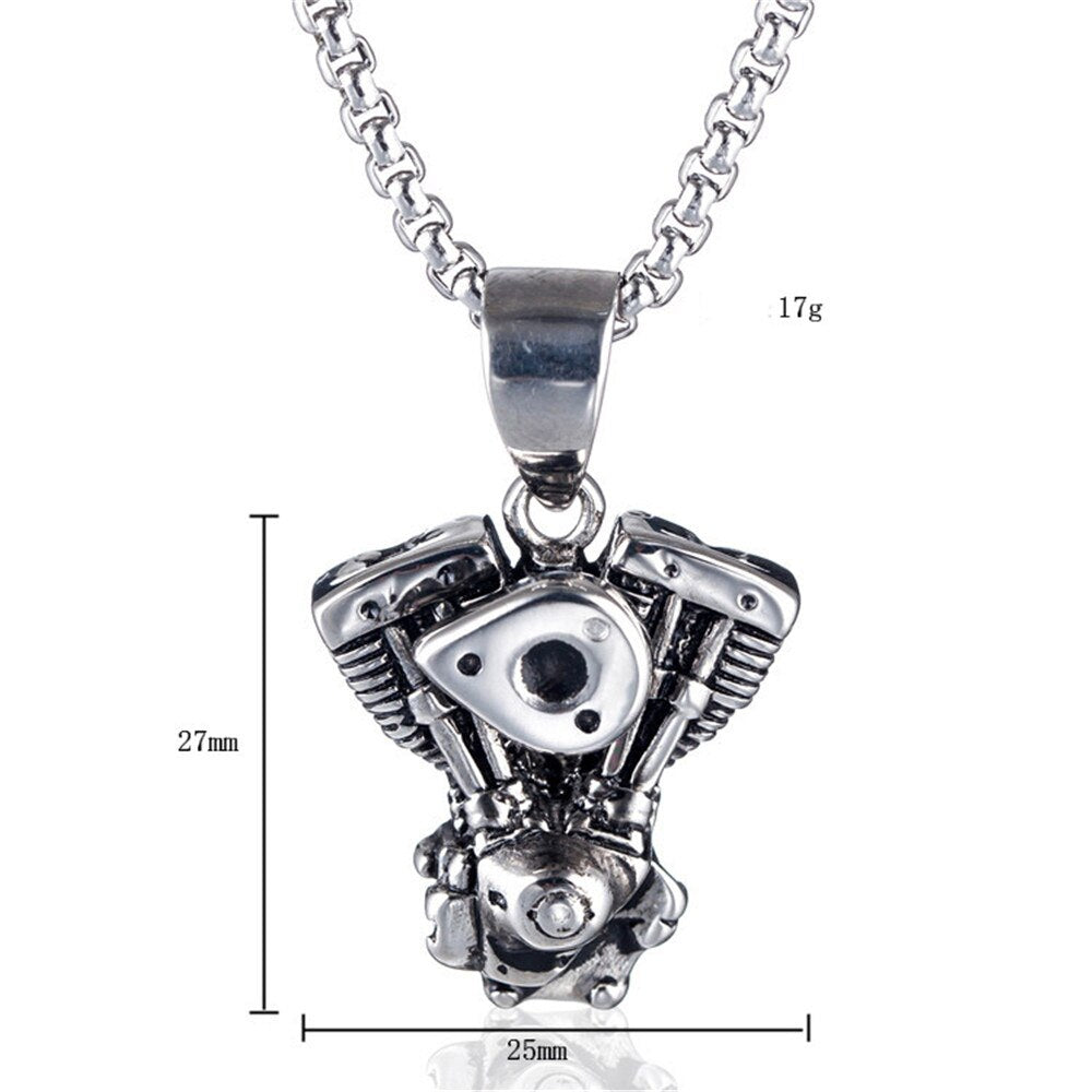 Stainless Steel Motorcycle Engine Punk Pendant