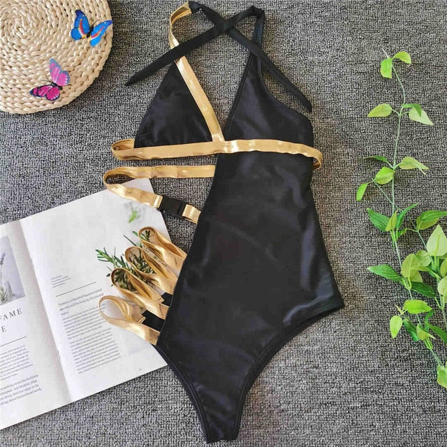 Aurelia Golden Patchwork Swimsuit One-piece