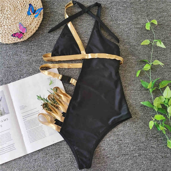 Aurelia Golden Patchwork Swimsuit One-piece