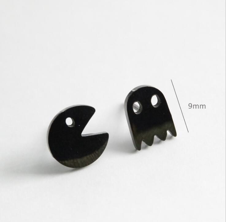 2023 Stainless Steel Earrings Geometric Women Men Hip hop Black Star Ghost Spike Stud Earring Fashion Jewelry Best Gift пирсинг