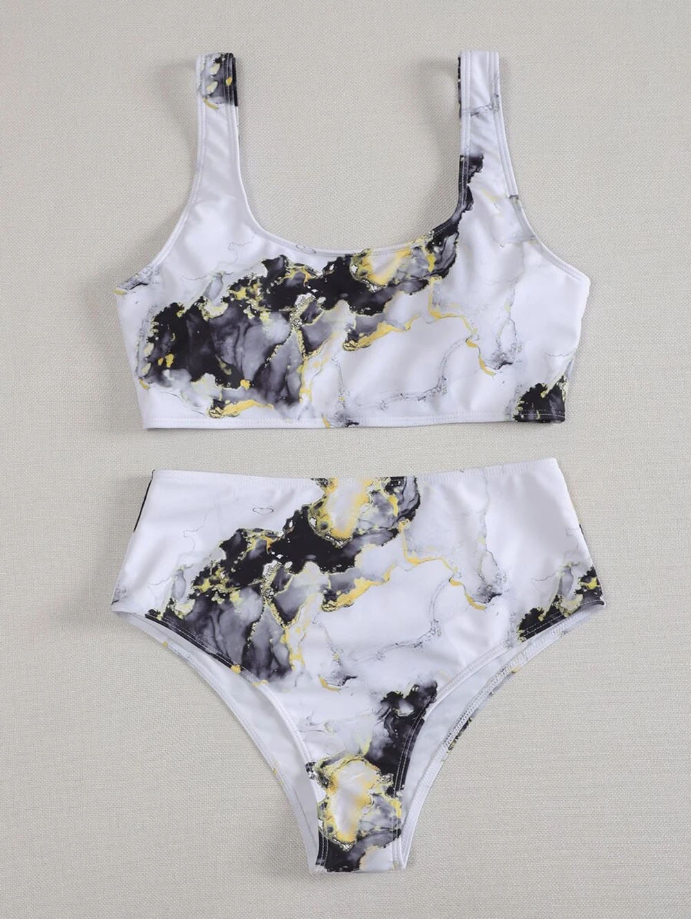Bandeau Push up Bikinis marble print