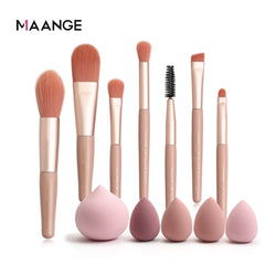 Pro Pink Makeup Brush with Mini Sponge Sets Beauty Make Up Tools Set