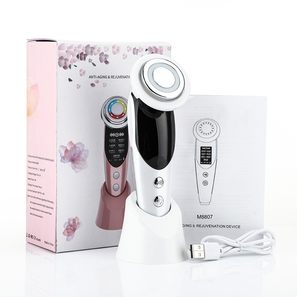 7 in 1 Face Lift Devices EMS RF Microcurrent Skin Rejuvenation Facial Massager Light Therapy Anti Aging Wrinkle