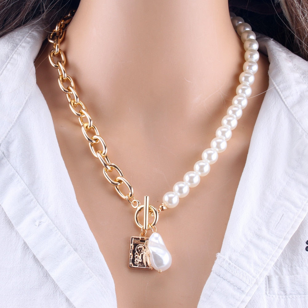 Giselle Layered Pearl Chain Necklace