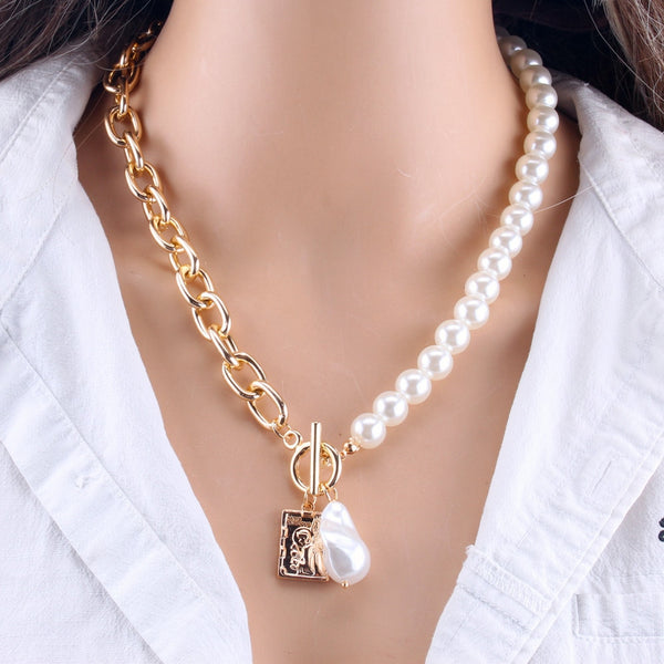 Giselle Layered Pearl Chain Necklace
