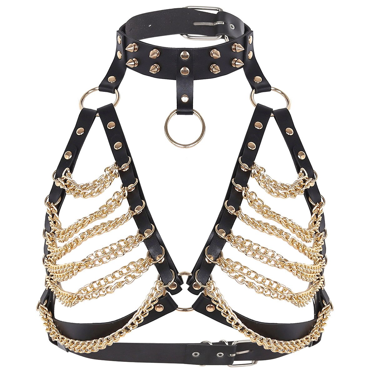 Women Leather Harness Belt Chain Body Bondage Straps Sexy Harness Adjustable Gothic Harajuku Erotic Garter Belt Lingerie Bra