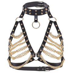 Women Leather Harness Belt Chain Body Bondage Straps Sexy Harness Adjustable Gothic Harajuku Erotic Garter Belt Lingerie Bra