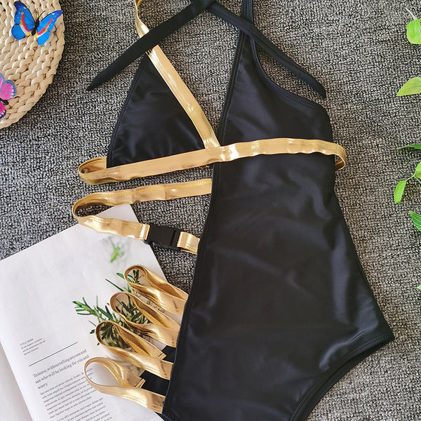 Aurelia Golden Patchwork Swimsuit One-piece