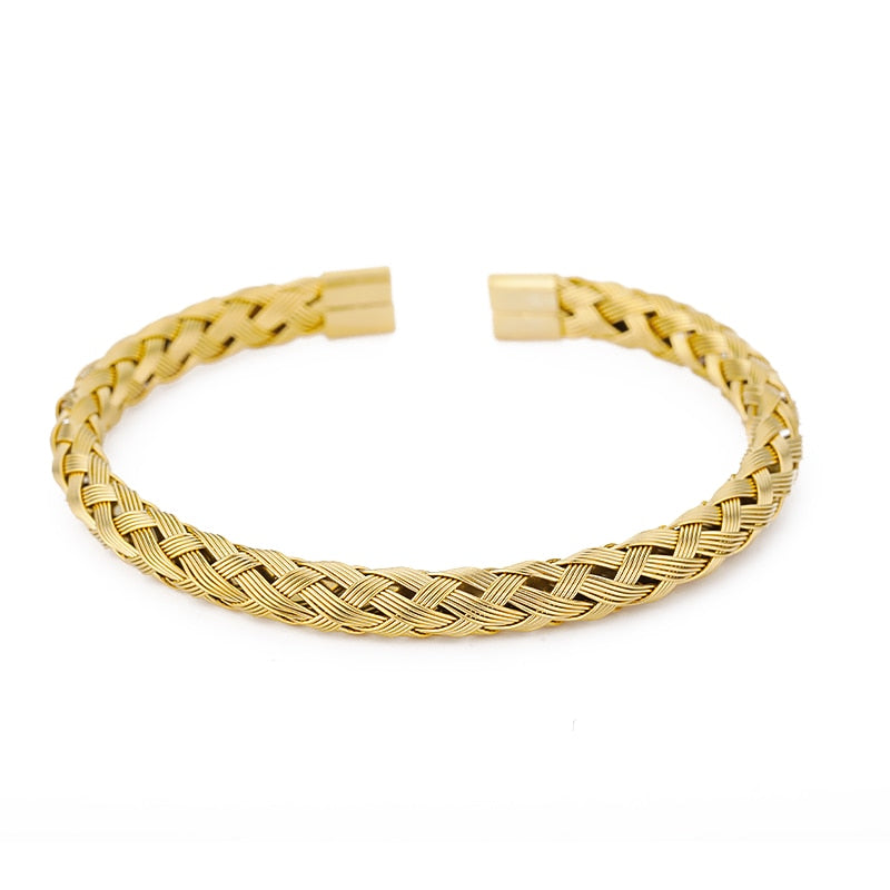 Knitting Bracelet For man Stainless Steel Opening Cuff Adjustable Bangle Charm Jewelry Handmade Bracelet Homme