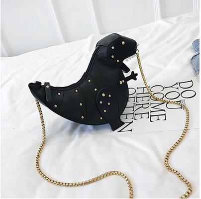 Trend Fashion 3D Dinosaur Design Rivets Pu Leather Girl's Chain Purse Shoulder Bag Tote Ladies Crossbody Mini Messenger Bag Flap Secondary image