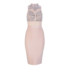 2022 Winter New Fashion Women&#39;s Bandage Dress Sexy Black Sleeveless Luxury Diamond Bodycon Dress Club Evening Party Vestidos