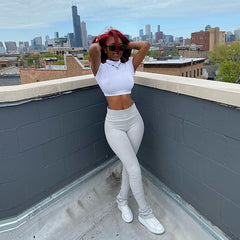 Legging Solid Ruched Stacked High Waist Casual Trousers Pants Jogging