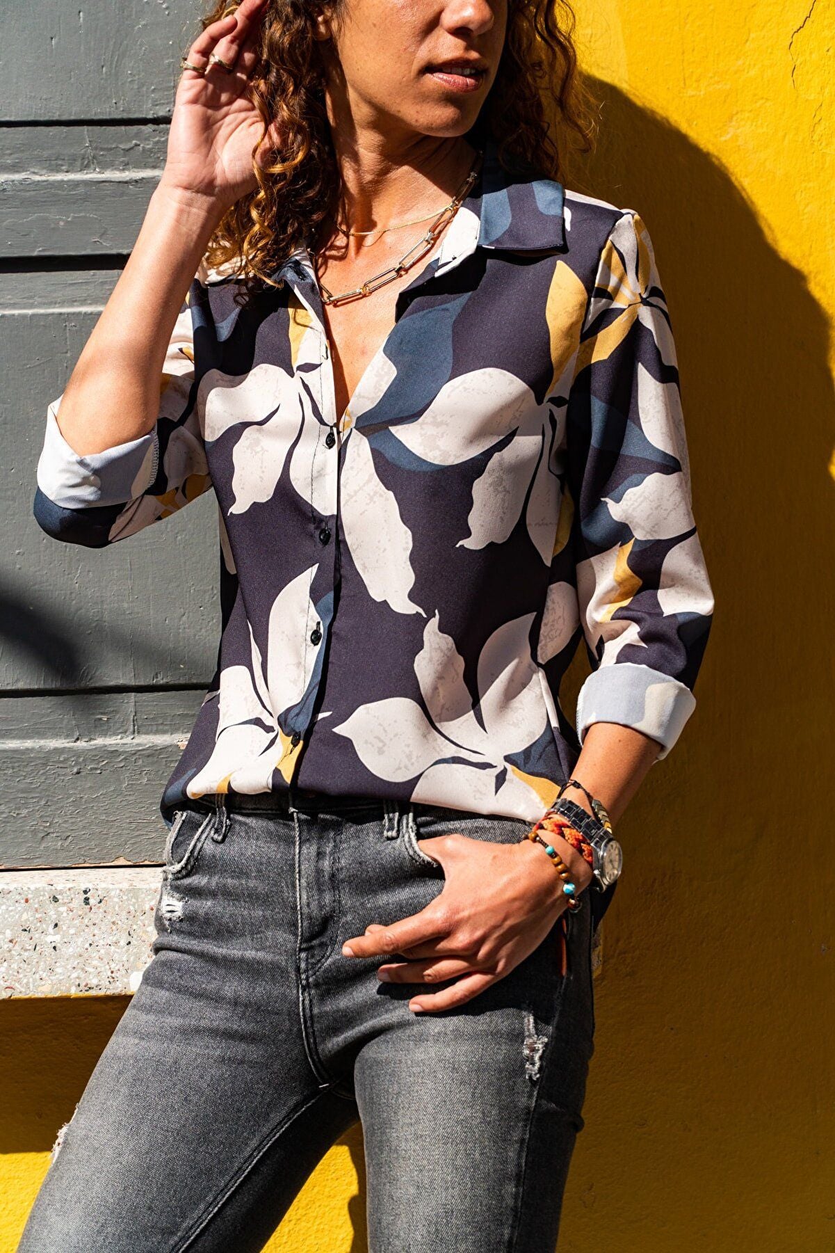 Spring New Floral Print Shirt Tops Ladies Fashion Turn-down Collar Long Sleeve Elegant Office Work Blouse Women Oversized 2022