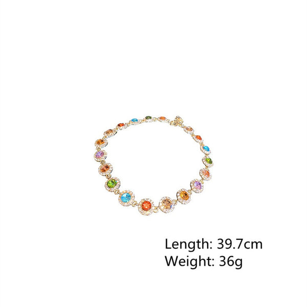 Geometric Colorful Crystal Choker Necklaces Clavicle Chain Necklace